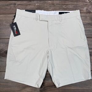 RLX Ralph Lauren Men Golf Shorts Size 34 Beige Tailored Fit Performance NEW